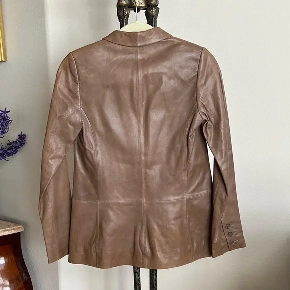 VINCE Leather Blazer jacket lamb skin taupe color, NWT